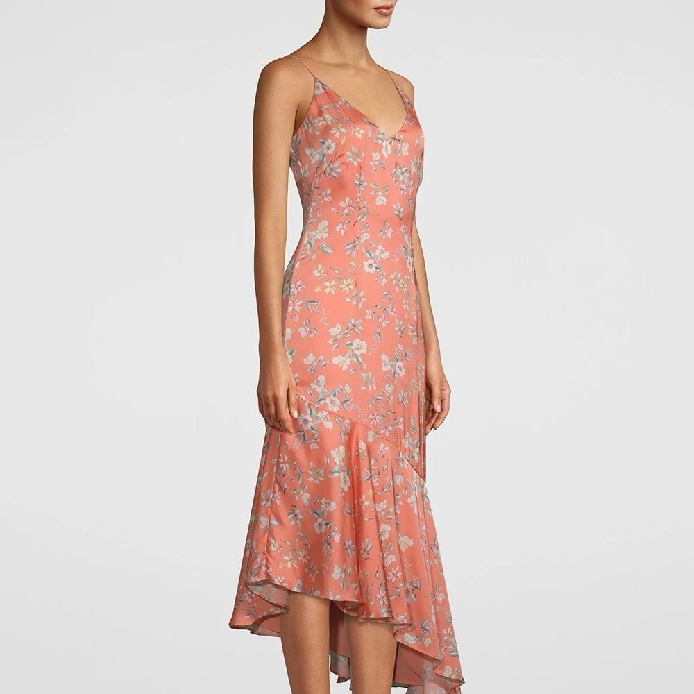 White House Black Market Orange and White Asymmetrical Sundress